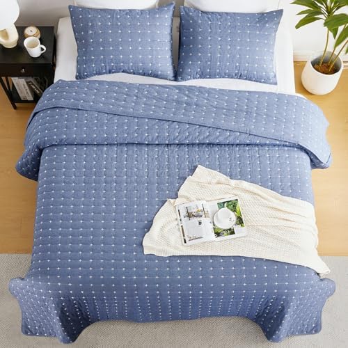 ENJOHOS 100 Cotton Reversible Cal King Quilt Set