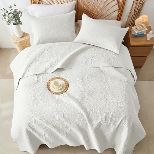 WURUIBO Cream White Quilt Set Queen Size 1