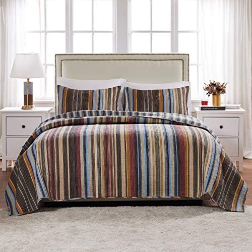 Greenland Home Barefoot Bungalow Durango Quilt Set FullQueen Natural 3-Piece