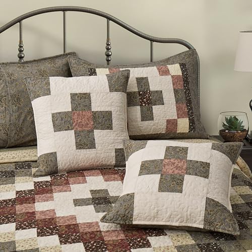 NELIFDER 5-Piece California King Quilt Set 118x102 Handmade Farmhouse Plaid Bedspread
