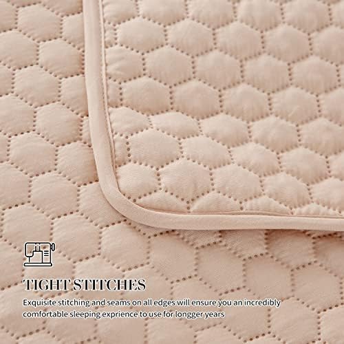 HENGWEI Queen Quilt Set with Champagne Gold Design