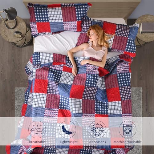 Jessy Home Plaid Quilt Set King Size Bedspread Coverlet