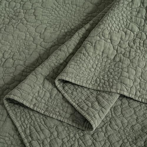 Texture Looms Cotton Quilt Set Queen Size Olive