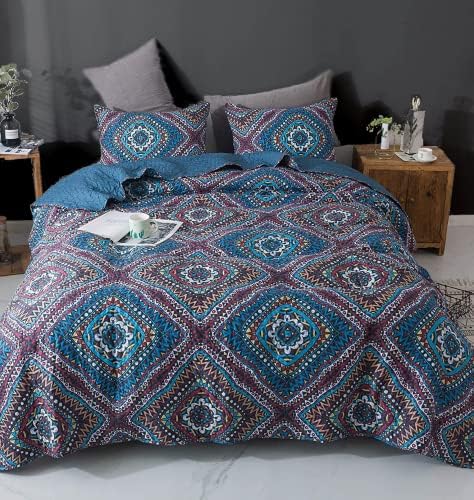 DaDa Bedding Bohemian Diamond Quilt Set - Cal King Size - 3-Piece