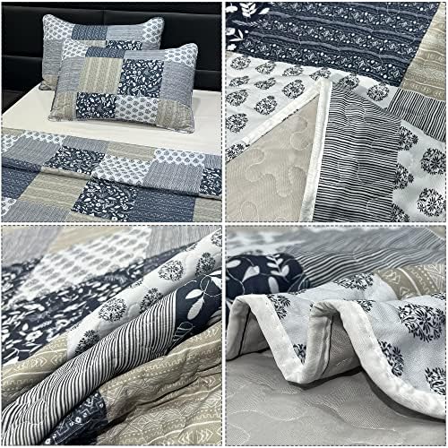 VIVILINEN Queen Size Reversible Quilt Set
