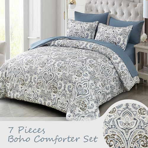 Drucon Blue Paisley 7-Piece Comforter Set