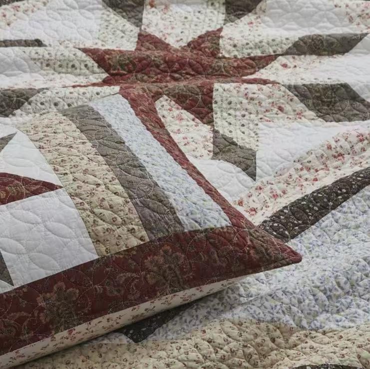 California King Quilt Set - Reversible Cotton Star Quilted Bedding with Pillow Shams