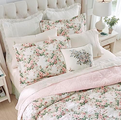 Laura Ashley Queen Quilt Set in Joyce Pink 1