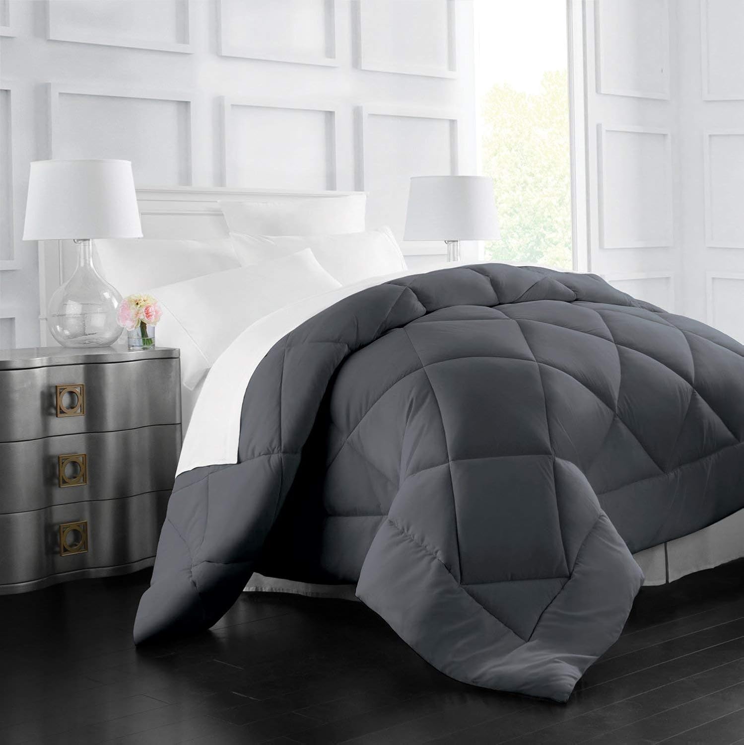 Lupsty Grey Full XL Comforter Set Hotel Luxury