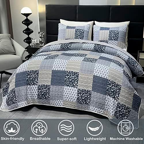 VIVILINEN Queen Size Reversible Quilt Set
