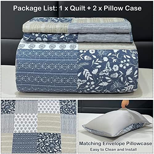 VIVILINEN Queen Size Reversible Quilt Set