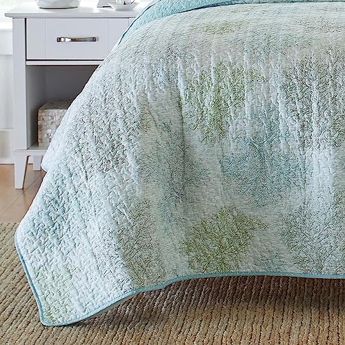 Laura Ashley King Quilt Set with Shams Saltwater Blue