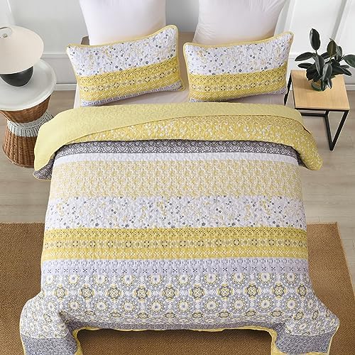 WONGS BEDDING Boho Yellow Quilt Set California King 1