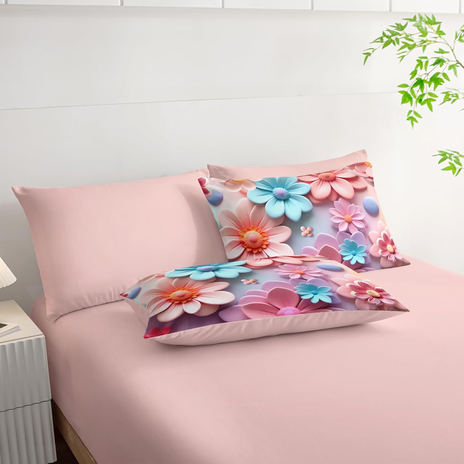 Pink Floral Comforter Set Queen 7 Piece