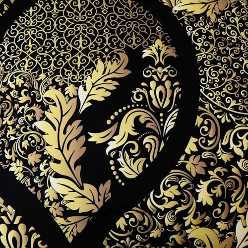Anibedding Black Gold Damask Comforter Set California King