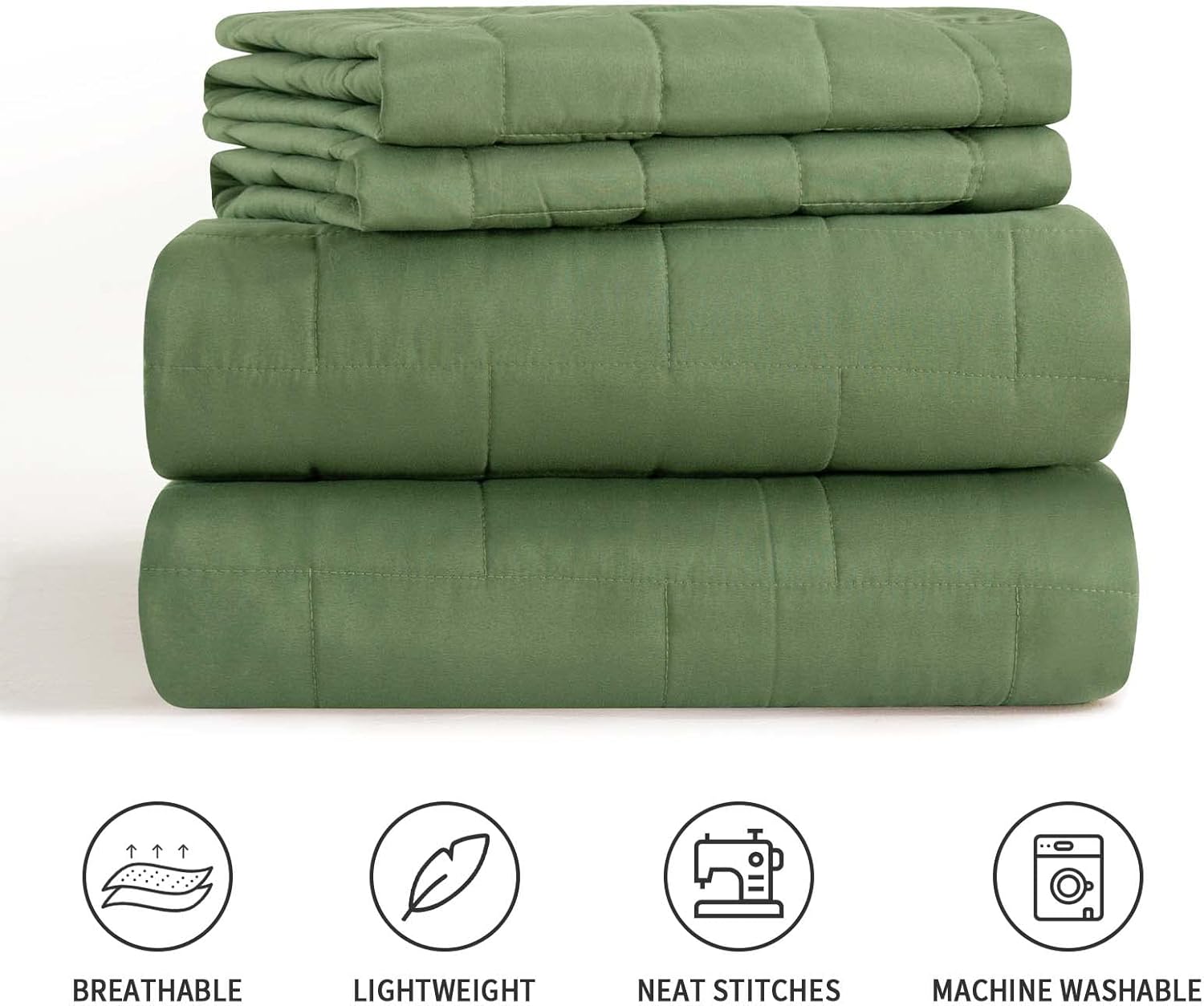 Hygge Hush Summer Quilt Set 3 Piece Olive Green