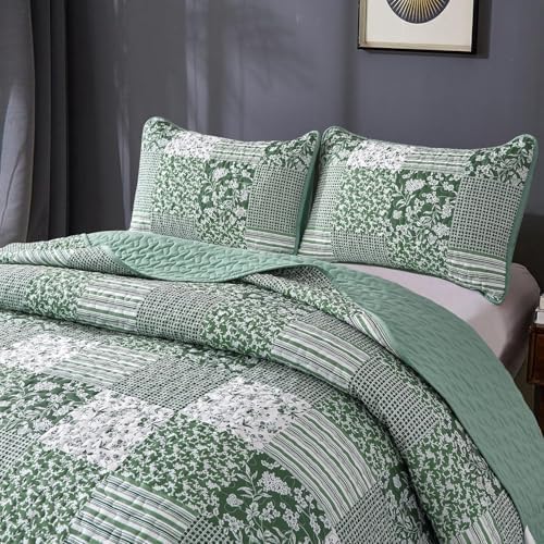 Mybedsoul Green Quilt Set Full Size 3 Pieces
