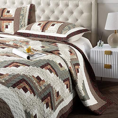 LIRISDOM King Size Quilt 3 Piece Patchwork Bedding Set