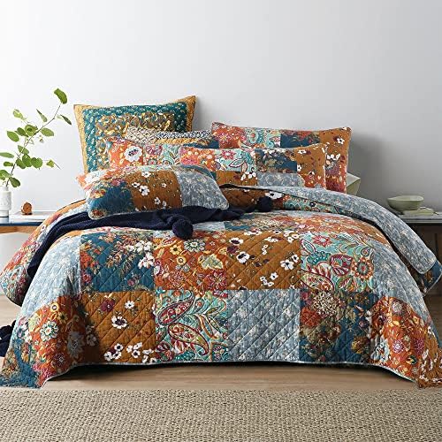 VISIMISI Cotton Reversible Quilt Set 3 Pieces Queen Size