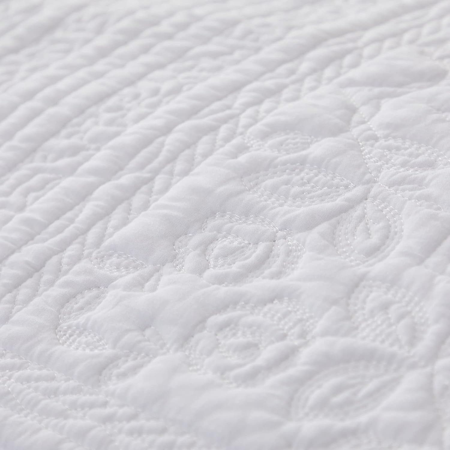 Brandream White Cotton Queen Quilt Set 3PCs