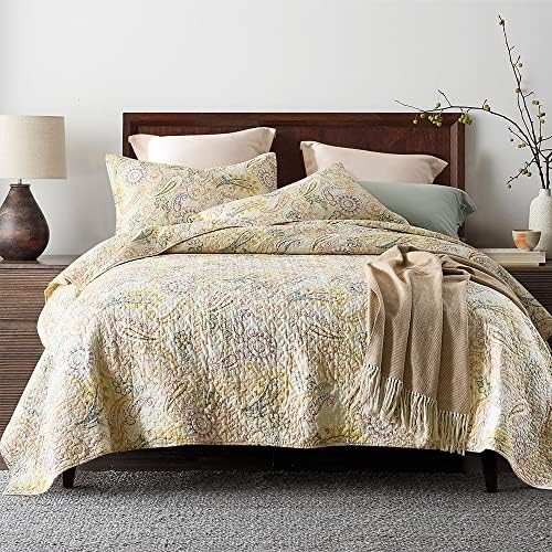ENASAL Cotton Quilt Set with Reversible Bedspread and Pillowcases