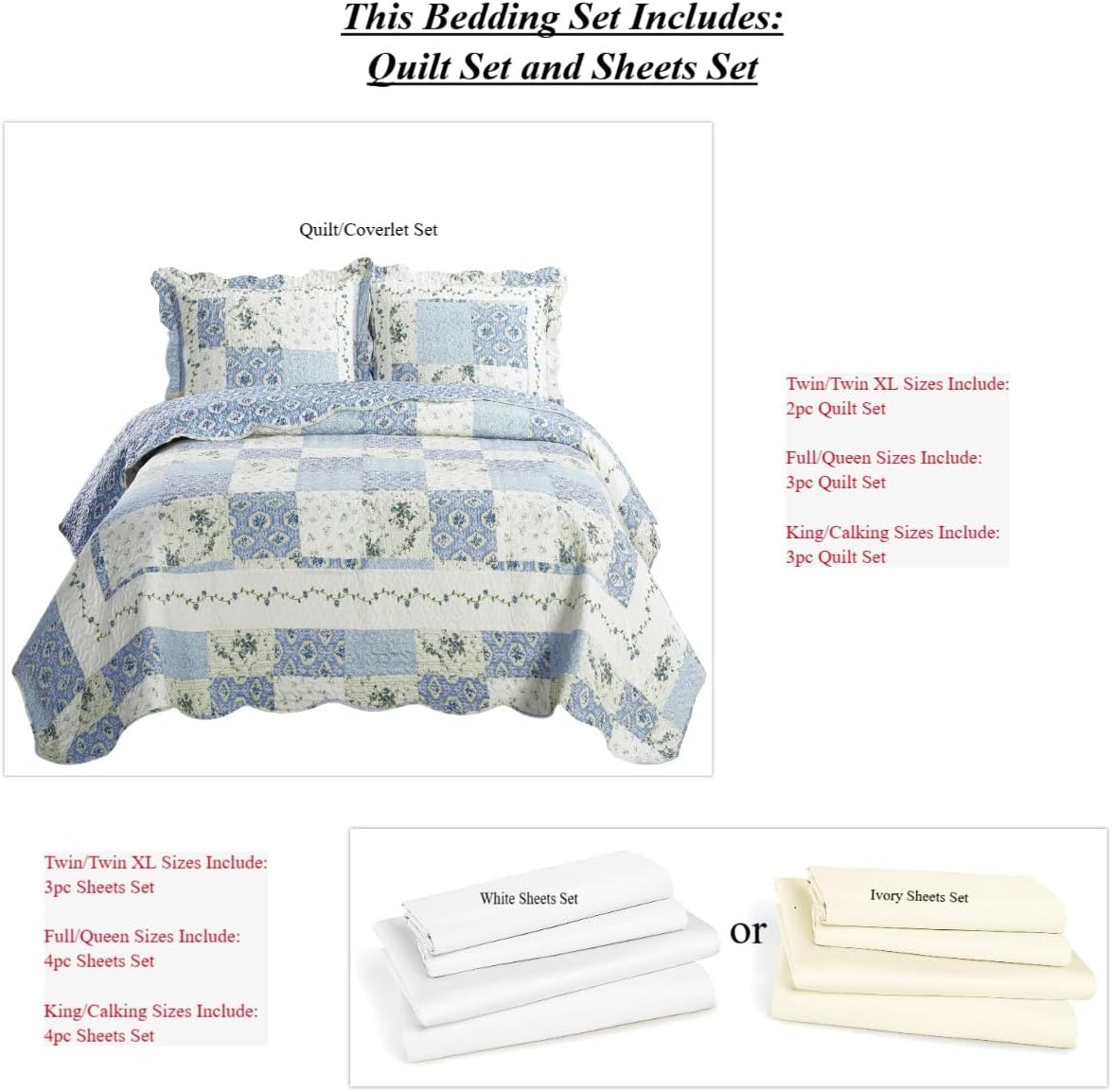 7-Pc California King Bedspread Set - Wrinkle-Free Microfiber