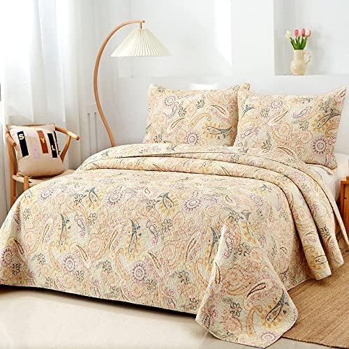 ENASAL Cotton Quilt Set with Reversible Bedspread and Pillowcases
