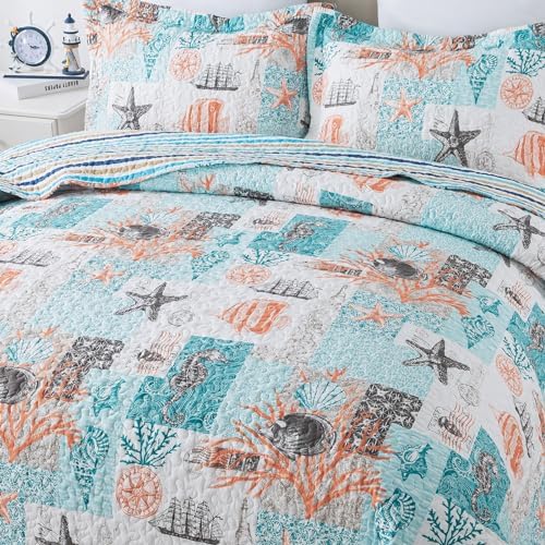 Travan Coastal Quilt Queen Size Set