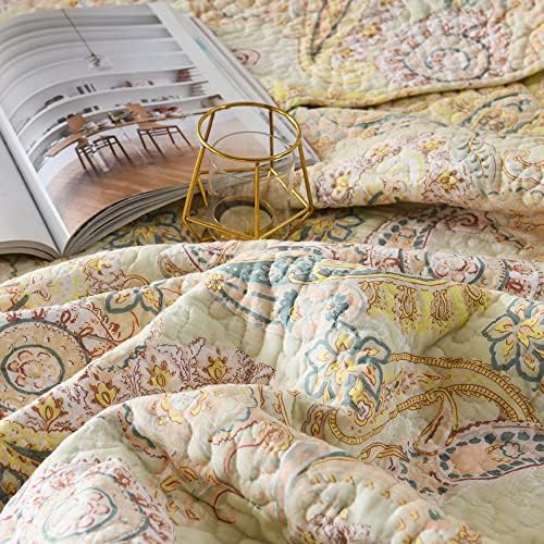 ENASAL Cotton Quilt Set with Reversible Bedspread and Pillowcases