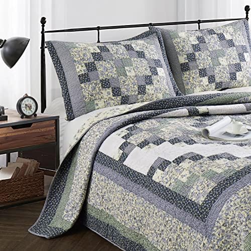 Patchwork Quilt Set - Cal King 100 Cotton Reversible Comforter