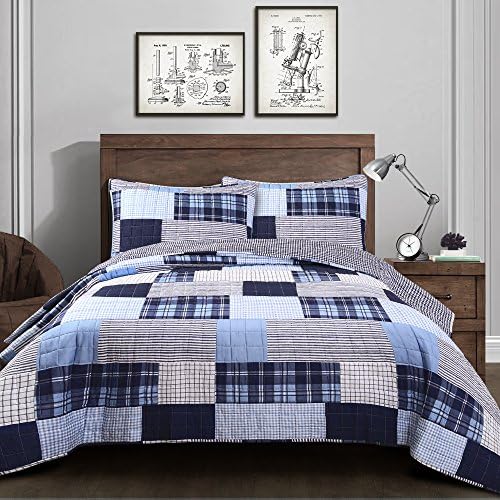 Lush Decor Navy Greenville 3 Piece Quilt Set