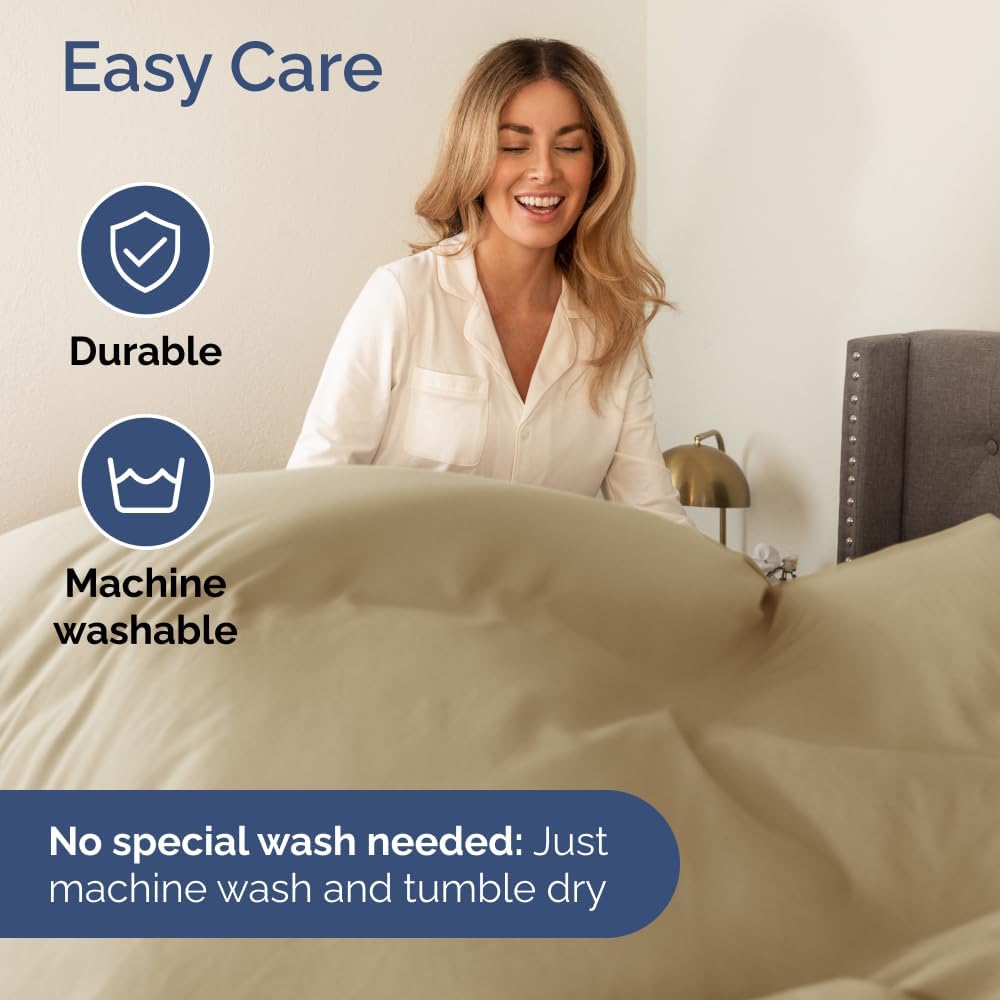 Wrap Around Dust Ruffle Bed Skirt 2 Pillowcases Bundle - Beige