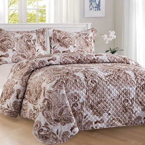 Elegant Comfort 3-Piece Reversible Quilt Set - California King Taupe