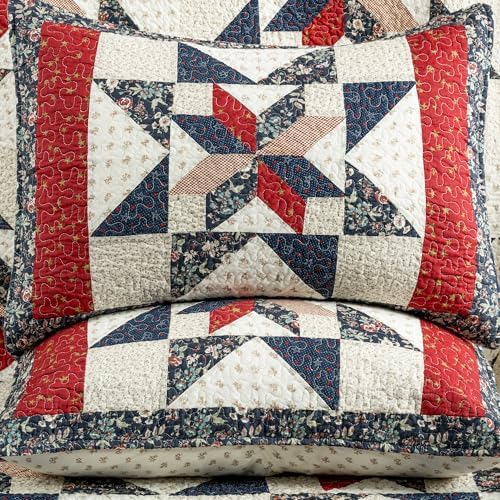 Star Patchwork Quilt Set Cal King 100 Cotton Reversible Comforter