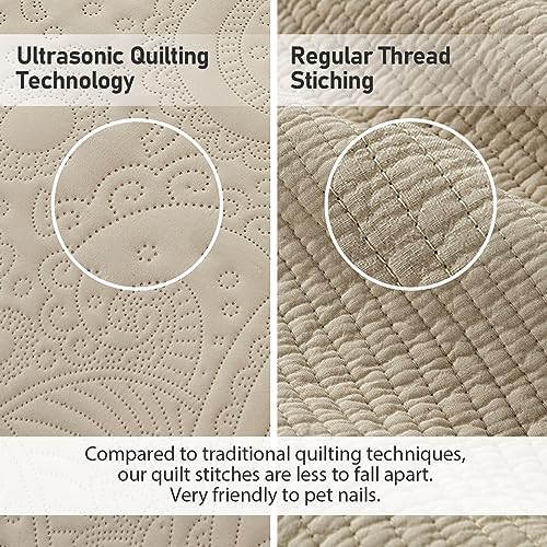 Qucover Oversized Cal King Quilt Set with Shams