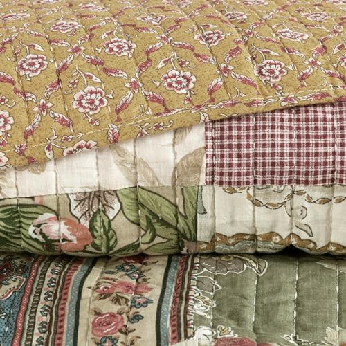Chezmoi Delaney 3-Piece Floral Patchwork Quilt Set Queen