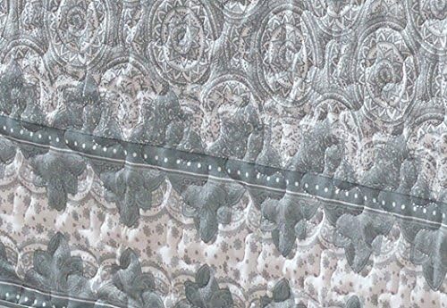 Linen Plus 7pc Queen Quilt Set Coastal Gray Floral Medallion