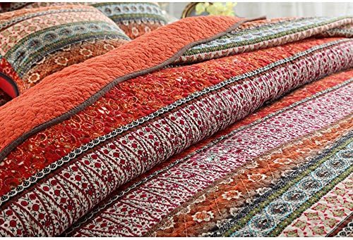 NEWLAKE Striped Cotton Quilt Set Queen Size