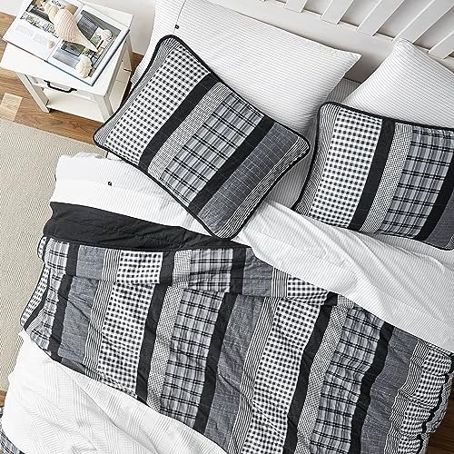 Nautica 100 Cotton Reversible Quilt Set 3-Piece Grey