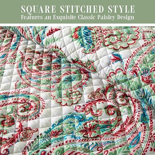 Elegant Comfort Reversible Paisley Quilt Set - Queen Turquoise