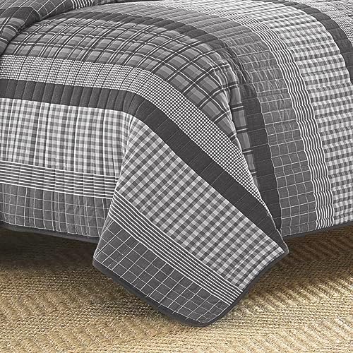 Nautica 100 Cotton Reversible Quilt Set 3-Piece Grey