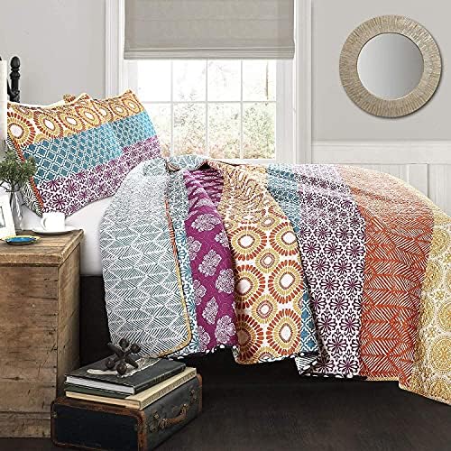 Lush Decor Bohemian Stripe Reversible Quilt Set 3 Piece