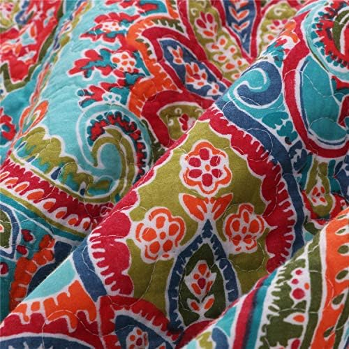 Floral Boho Quilt Comforter Set Queen 3 Piece