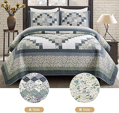 Patchwork Quilt Set - Cal King 100 Cotton Reversible Comforter