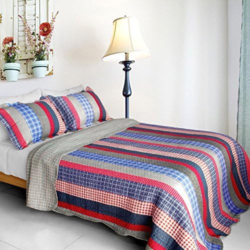Blancho Bedding Retro Stripe Cotton Quilt Set
