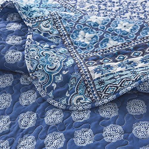 HoneiLife Blue Rustic Quilt Set Queen 3 Piece