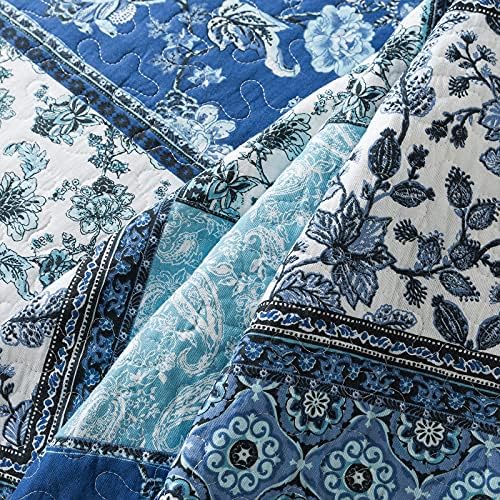 NEWLAKE Reversible Cotton Bedspread Quilt Set Queen Size