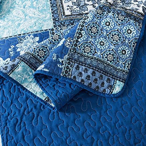 NEWLAKE Reversible Cotton Bedspread Quilt Set Queen Size