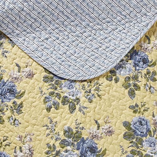 Laura Ashley Queen Quilt Set with Shams Linley Yellow