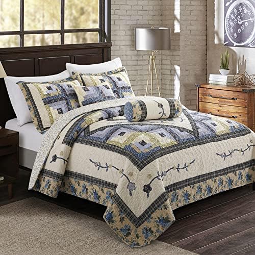 LIRISDOM Queen Quilt Bedding Set 100 Cotton Patchwork 1